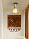 French-Style Cream-Colored Vintage Corridor Light, Ceiling Light with Ceramic Flowers for Entryway, Foyer, Cloakroom, and Balcony Lighting