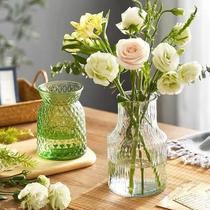 Minimalist modern European-style creative glass vase transparent water-raised flower arrangement rose lily rich and expensive bamboo table hem