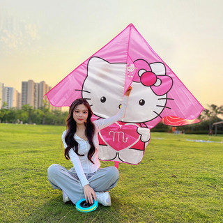 Cartoon hellokitty kite 2024 new model for adults and children, breeze easy to fly, large automatic take-up line