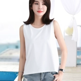 Белый тонкий топ с чашечками, базовая футболка без рукавов, свободный крой, оверсайз