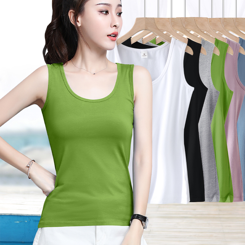 Avocado Green Vest, Sleeveless Camisole for Layering under a Suit, Women's Summer Outerwear, U-Neck Basic Top
