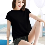 Черная базовая приятная телу футболка с коротким рукавом, «Холодное сердце», свободный крой, открытые плечи