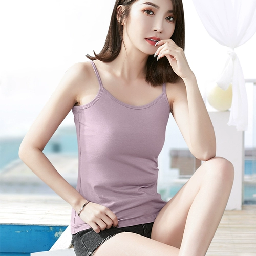 Сиреневая хлопковая базовая приятная телу майка топ, тонкий ремешок, эффект подтяжки, размер