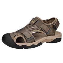 Bull Tiro Toe Sandals Mens Genuine Leather 2024 Summer Breathable Mesh Anti-Slip Anti-odor Drivers Casual Beach Shoes