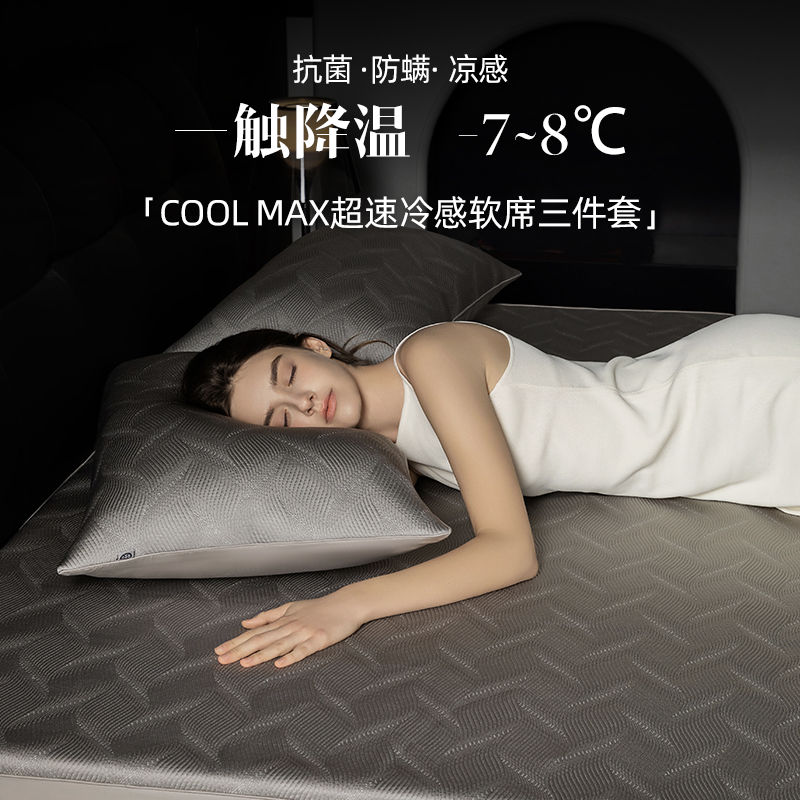 DeRUCCI HOME ムース アイスシルク ソフトクールマット 夏用 涼しい エアコン 洗濯機洗い可 ベッドシーツ 3点セット アイスシルクマット