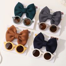 2Pcs Set Baby Hair Accessories Solid Color Big Bow Head Band