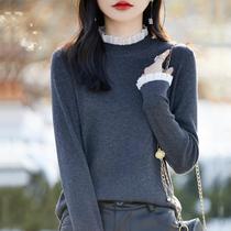 2024 Early Spring New Worsted Half-Turtle Collar Wool Sweater Womens Slim Fit Bottoming Shirt Gentle Style Short Sweater