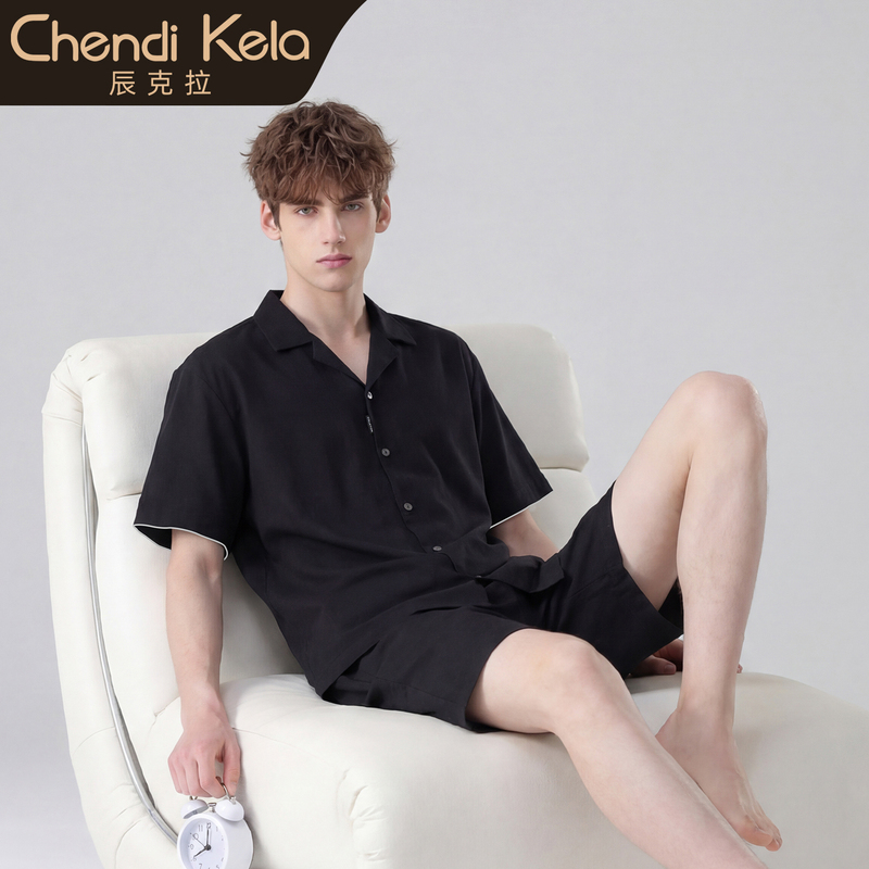 [Gift Box] Men's Short-Sleeved Pajamas for Summer 2026, New Style, Pure Cotton, Simple and Relaxed, Boys' Home Wear Set