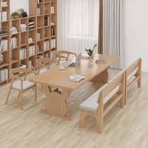 Solid wood living room large desk interesting shape multi-person reading table student study writing table home work table long table