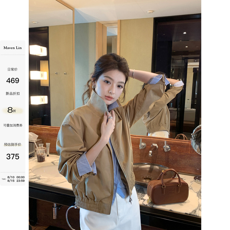 Maven Lin Original Smart Striped Shirt with Fake Two-Piece Lapel Jacket for Women, Color-Blocked Short Coat