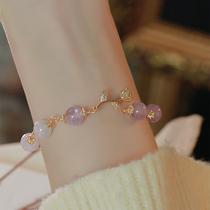 23 years new natural amethyst bracelet gold rose bracelet for women 14k gold ins niche design style