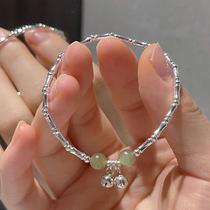 S925 sterling silver Hetian jade bamboo bracelet for women light luxury niche design high-end bell bracelet as a gift for best friends