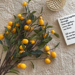 ins Nordic Style Home Lemon Decorative Ornaments Bouquet High Simulation Single Artificial Flower Green Plant Lemon Branch Floral Art