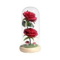 520 Valentines Day gift cross-border high-end glass cover wholesale bionic rose ornaments finished silk flower lover