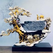 Thuja cypress landscape root carving ornaments large porch Zen log home handmade Buddha statues figures flowers and birds artwork