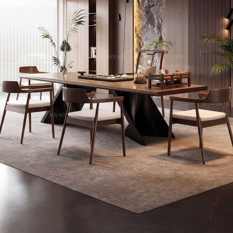 Transforming the Living Room into a Large, Luxurious, High-End Office Desk, Dual-Purpose Tea Table, New Model Tea Table
