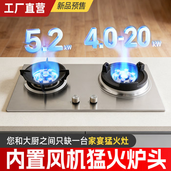 Commercial Family Banquet Fierce Fire Stove 20Kw House Kitchen Gas Stove Desktop Embedded Liquefied Gas Natural Gas Stove Fan