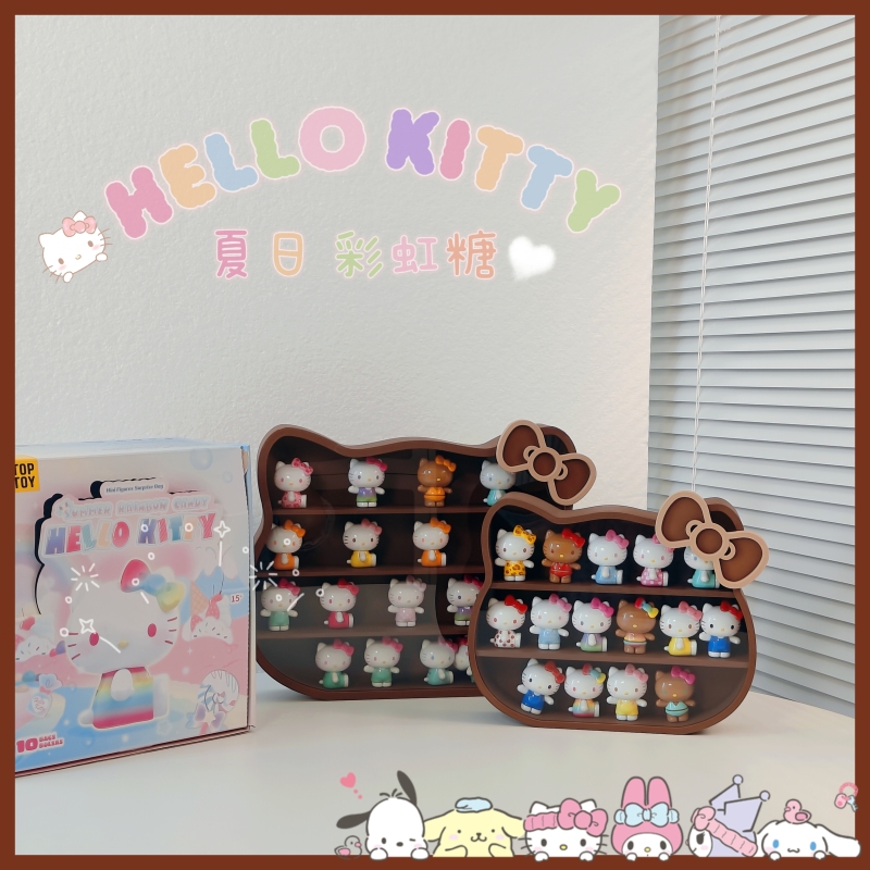 Hello Kitty Black Leather Cat Head Extra-Large Acrylic Dust-Proof Storage Cabinet Summer Rainbow Candy Cute Storage Box