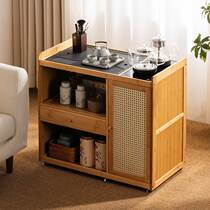 Mobile tea table tea cart household tea cabinet solid wood small tea table wheeled tea table Kung Fu tea set water boiling unit