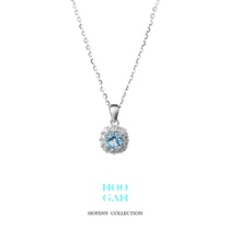 (SALE)HOOGAH｜Brilliant Series｜Single Diamond Sapphire Necklace Natural Topaz Sophistication