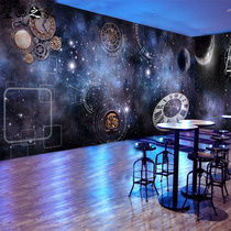 Universe starry sky time gear background wallpaper ktv bar internet cafe hotel restaurant bedroom ceiling wallpaper