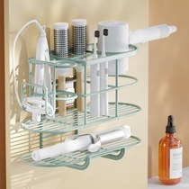 Dressing table curling rod splint hair dryer integrated storage rack bathroom straight plate clip bracket no punching wall hanging shelf