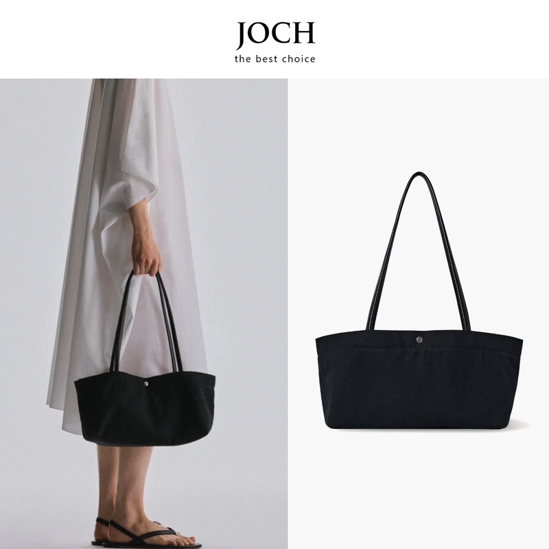Joch Spring and Summer Row Style Canvas and Leather Tote Bag Ldaho Underarm Bag Long Handle Handbag Shoulder Bag Commuter Women's Bag