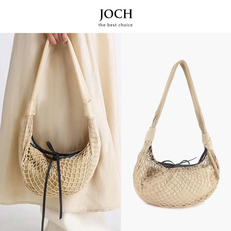 Joch Spring/Summer Le Horn Mesh Bag Croissant Runway Woven Sheepskin Patchwork Spring/Summer Shoulder Crossbody Bag