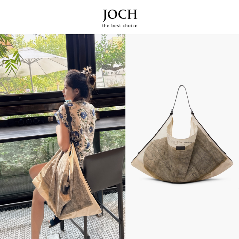 Joch New~Le Artist Collaboration Printed Shopping Bag Casual Hobo Hand-Painted Bohemian Bag Lazy Style Canvas