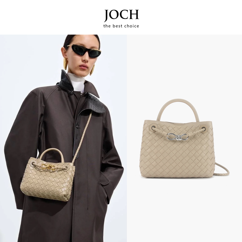 Joch Summer Mini Andiamo Bowknot Metal Cord Buckle Handmade Woven Bag Single Shoulder Phone Bag Genuine Leather Tote