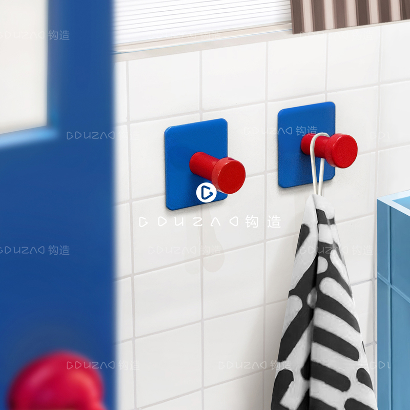 Gouzao No-Drill Red and Blue Single Hook Bathroom Dopamine Adhesive Hook Towel Hook Decorative Sticky Hook Gouzao No-Drill Red and Blue Single Hook Bathroom Dopamine Adhesive Hook Towel Hook Decorative Sticky Hook