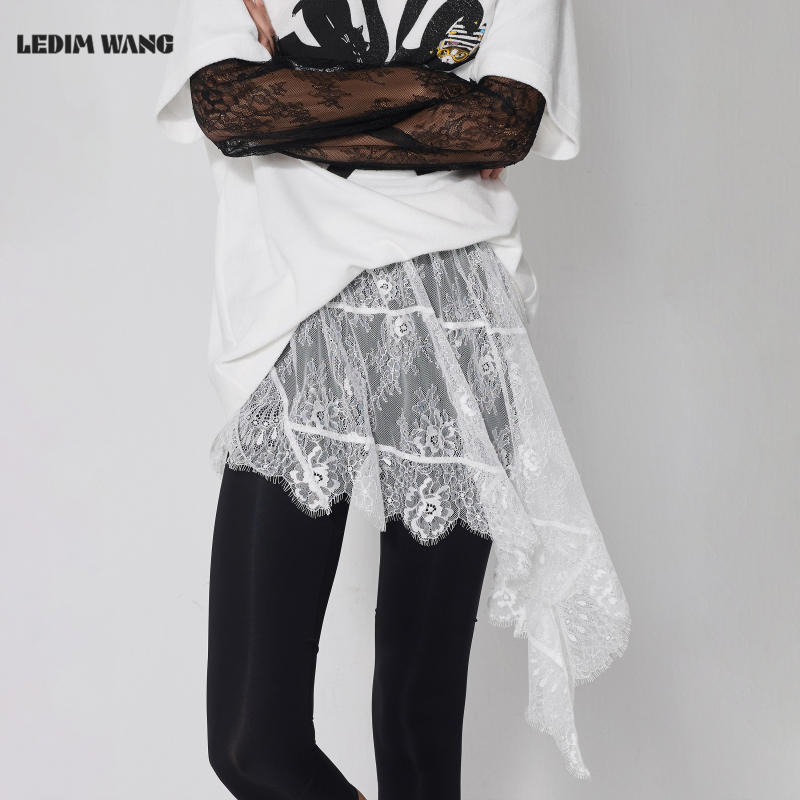 Ledim Wang Asymmetrical Patchwork Lace Overlay Women's Autumn New White Lace Layered Skirt Accessories Ledim Wang Asymmetrical Patchwork Lace Overlay Women's Autumn New White Lace Layered Skirt Accessories