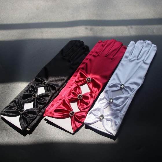 复古黑色哥特风礼服礼仪手套中长款舞会派对名媛袖套新娘百搭饰