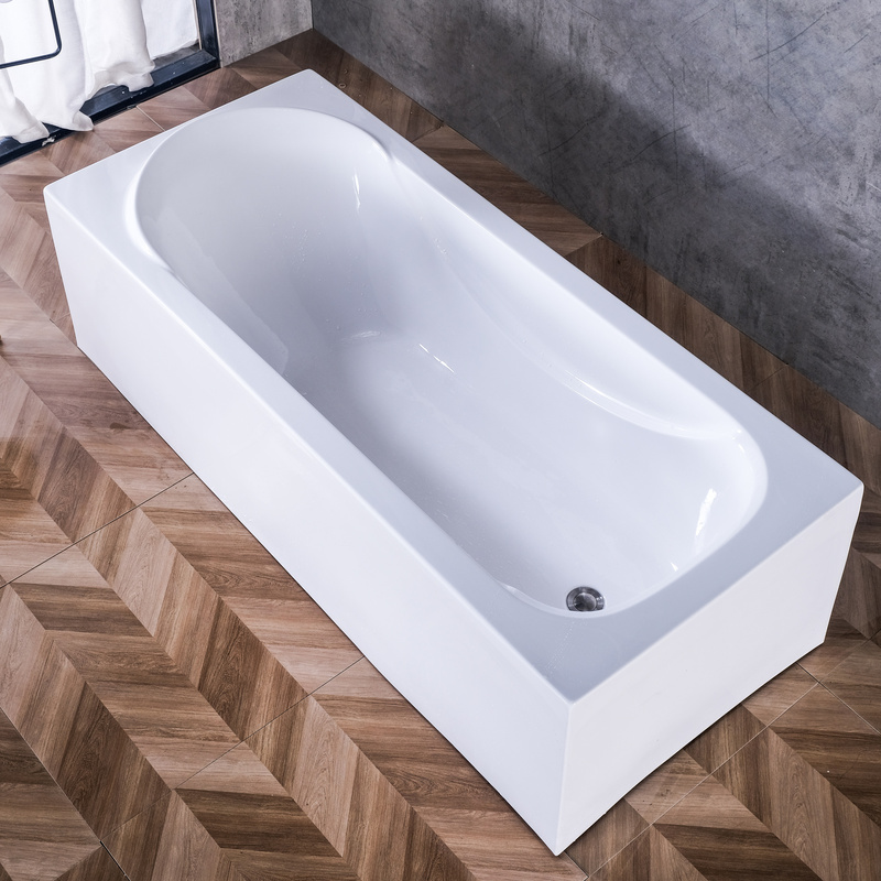 Small-Sized, Installation-Free, Integrated Acrylic Bathtub with Skirted Sides, Freestanding Adult Bathtub for Home Use, Direct from the Manufacturer