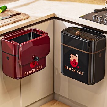 German Imported Wall-Mounted Kitchen Trash Can with Lid, Hanging Type, No Bending Required, for Bathroom, 2025 New Model