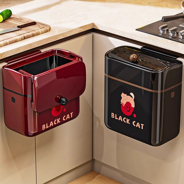 German Imported Wall-Mounted Kitchen Trash Can with Lid, Hanging Type, No Bending Required, for Bathroom, 2025 New Model