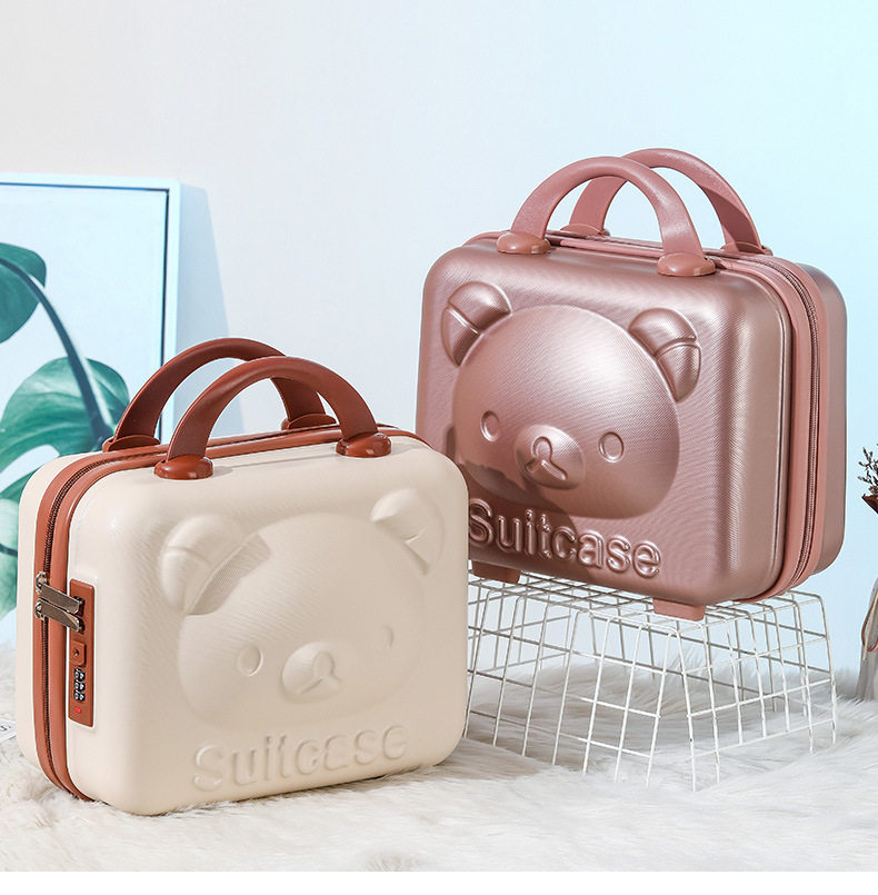 чемодан 卡通小熊手提箱迷你14寸行李箱收纳化妆箱小型轻便密码锁旅行箱子 #ffoooo