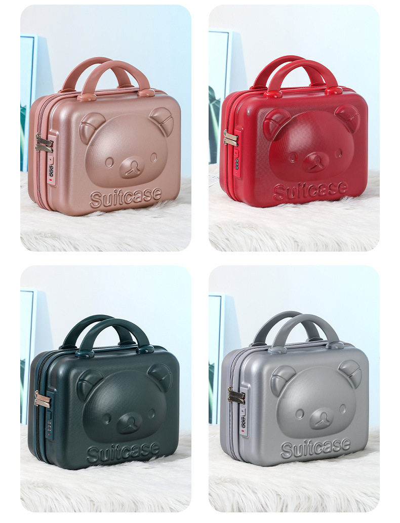 чемодан 卡通小熊手提箱迷你14寸行李箱收纳化妆箱小型轻便密码锁旅行箱子 #ffoooo