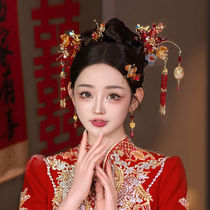 Chinese style Xiuhe headdress bridal hair accessories new red step shake ancient costume wedding Xiuhe clothing dragon and phoenix coat ancient style jewelry