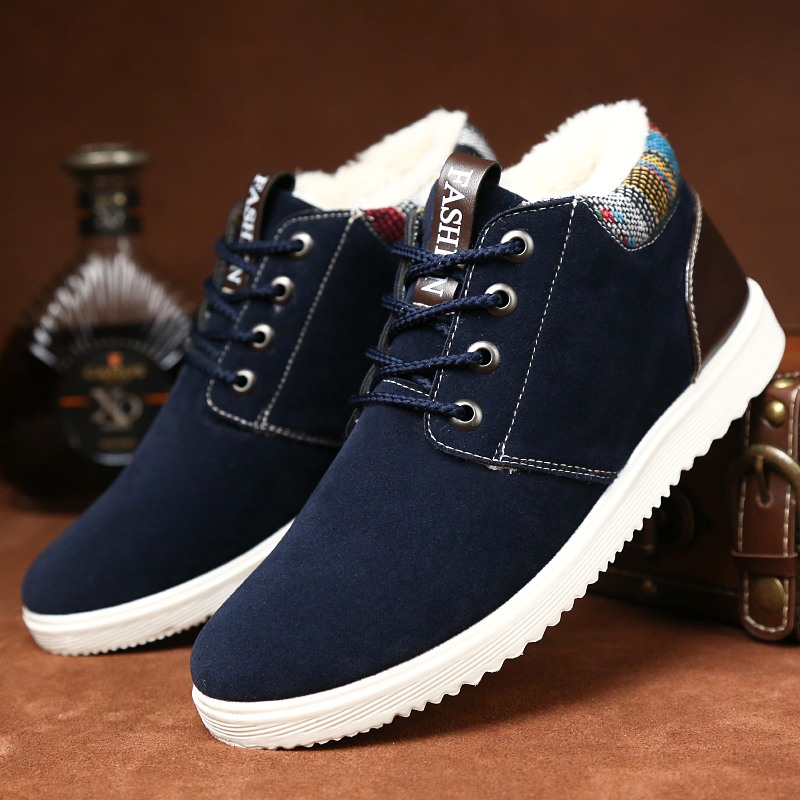 F88 & Bluenortheast thickening cotton-padded shoes male winter keep warm Plush Two cotton shoes Korean version trend skate shoes student Versatile leisure time Fashion shoes