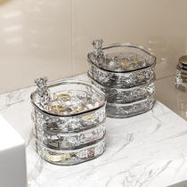 Aijada Glacier Pattern Portable Jewelry Box Dressing Table Ring Necklace Storage Multi-layer Rotating Jewelry Storage Box