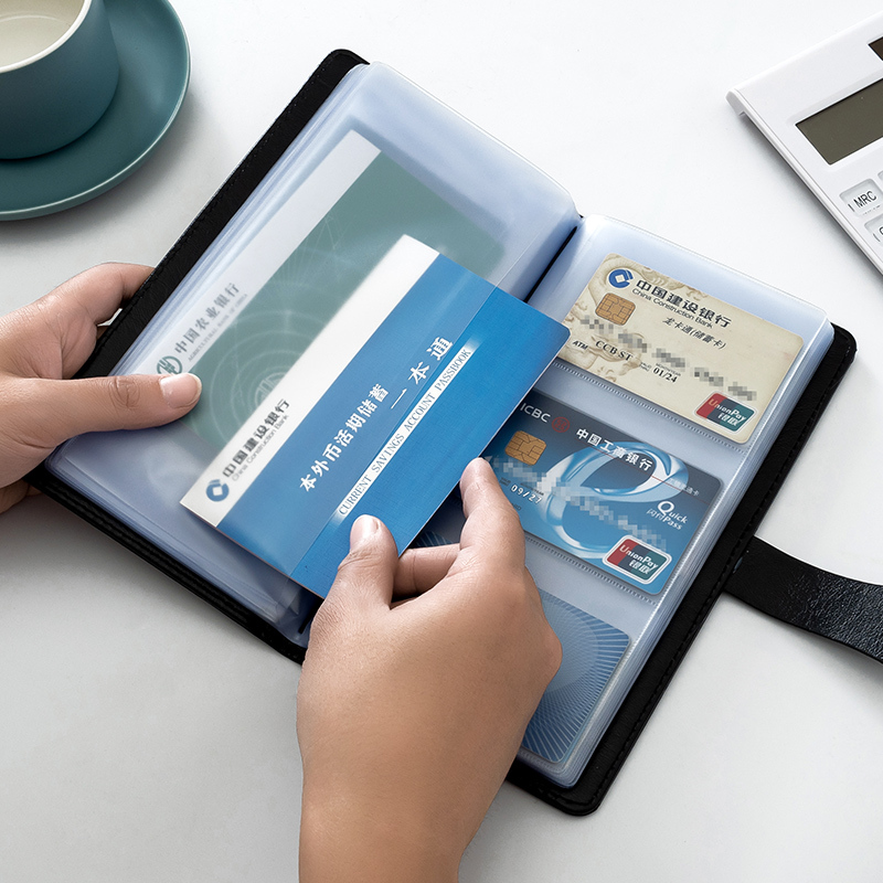 Anti-Degaussing Passbook Card Holder, Multi-Functional Document Holder for Regular Deposit Slips, Men's Business Card Holder, Check Holder, Driver's License Holder, Household Registration Book, Passbook, Receipt, Bill Holder, Document Holder