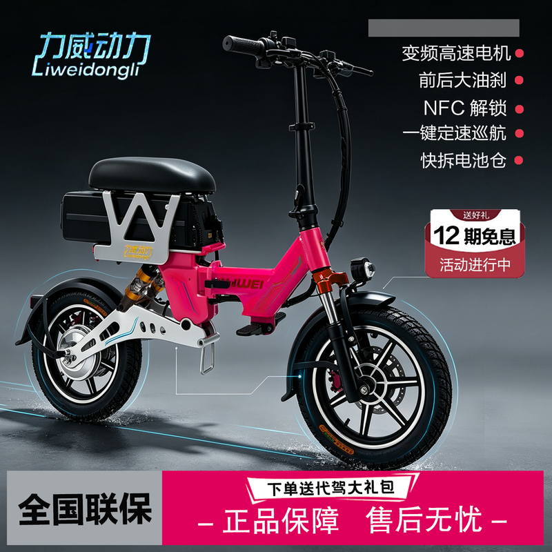 Liwei W2 Quick-Release Electric Bicycle for Ride-Hailing, Long-Lasting Battery, Lightweight and Portable, Foldable Small Lithium Battery Bike