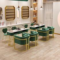 Nordic Internet celebrity marble nail art table and chair set light luxury single and double nail salon table and chair combination special price sand manufacturer