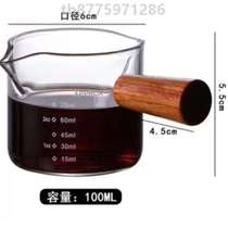 Mini milk cup hopper Western restaurant home milk jar honey glass dish wooden handle seasoning 1 milk jar Italian steak mini