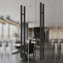 Thickened stainless steel handle glass door handle silver black fingerprint-free office shop solid wood door handle set