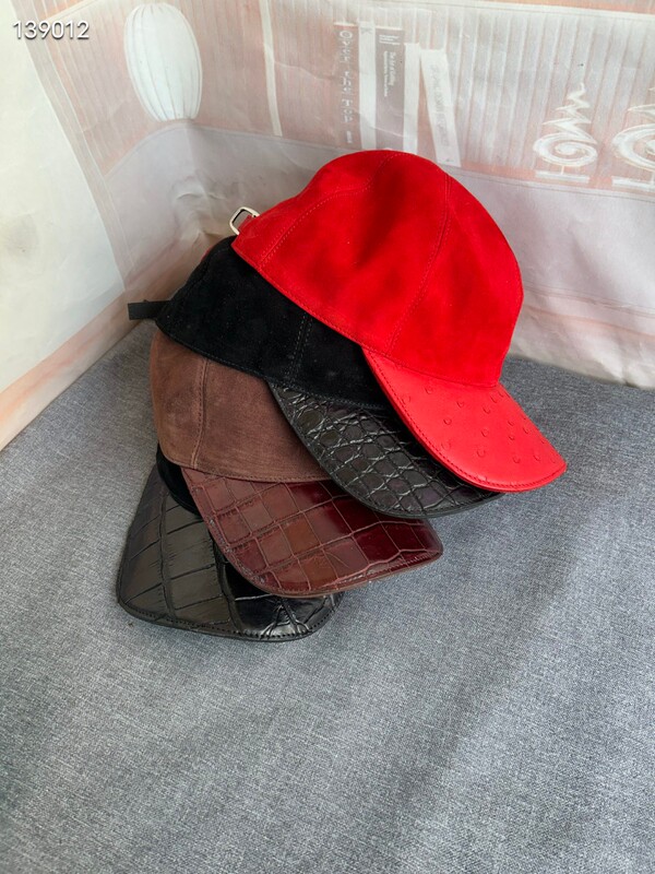 Ostrich Leather Baseball Cap, Crocodile Leather Baseball Cap in Three Colors Ostrich Leather Baseball Cap, Crocodile Leather Baseball Cap in Three Colors
