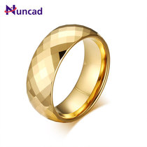 Sufa NUNCAD 8MM Diamond Tungsten Steel Gold Faceted Ring Men