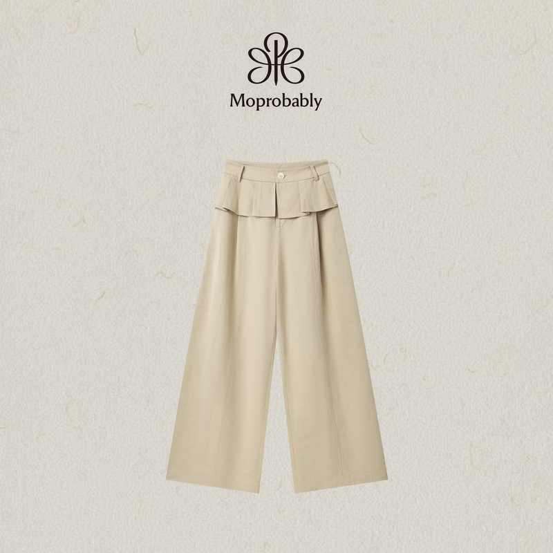 Moprobably Li Yuno "My Girlfriend" Japanese-Style Ruffled Fake Waistband Wide-Leg Suit Casual Trousers