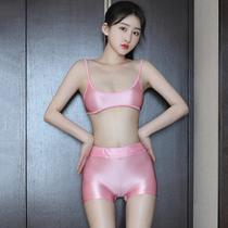 Shiny and sexy boxer briefs tempting tight boxer briefs smooth mid-low waist couple glossy ice silk underwear